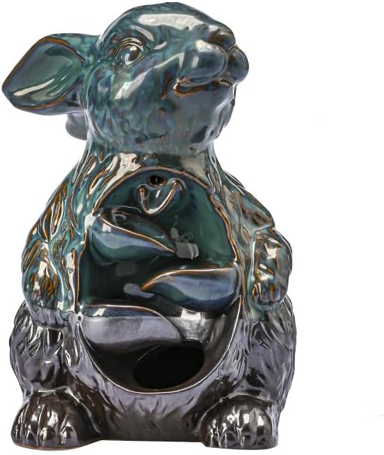 Cute Rabbit Bunny Animal Waterfall Backflow Incense Holder for Sticks,Ceramic Incense Burner with Mat,Tweezers for Home Aromatherapy Ornament Decor AI019 - Bloomnest