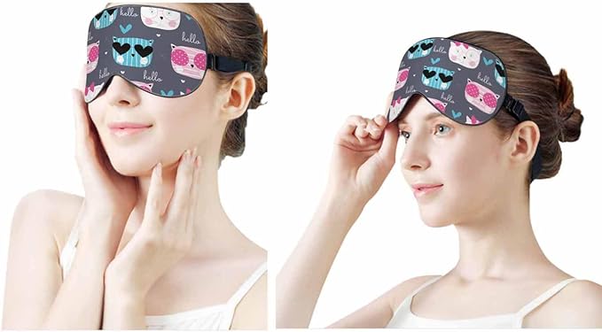 Kitten Sleep Eye Mask Cute Fashion Cat Men Women Sleep Mask with Adjustable Strap Eye Cover Eye Shade for Travel, Nap,Meditation - Bloomnest
