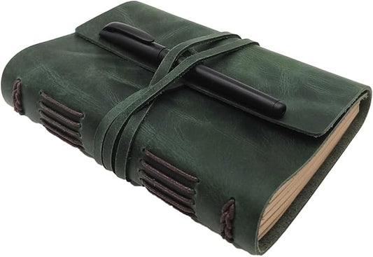Green Notebook Journal - Genuine Leather Journals for Writing Small Size Diary 5.5x7.5 Inch, Notepad For Women and Man, Gifts,Work,Travel Dark Green - Bloomnest