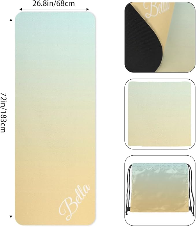 Custom Name Yoga Mat,Personalized Travel Yoga Exercise Mat,Non Slip,Perfect for Kids & Adults,Gradient Color E Series - Bloomnest