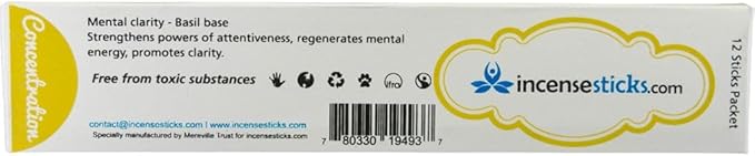 Concentration Incense 8" 12 Sticks - Bloomnest