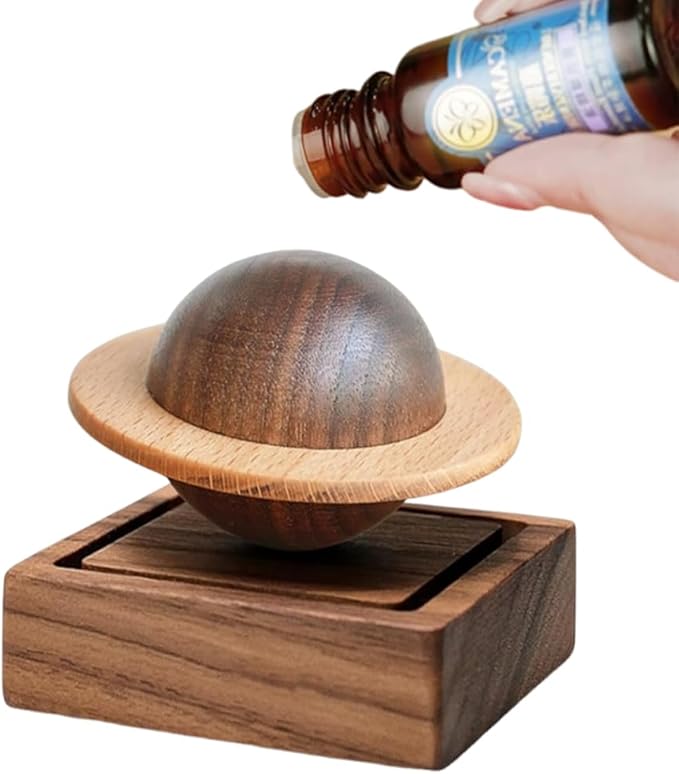 Wood Essential Oil Diffuser,Planet Walnut Aroma Therapy,Passive Diffuser for Desk Table Home Office Car Wardrobe Yoga Hall and SPA, Thoughtful Gifts for Yoga Meditation - Bloomnest