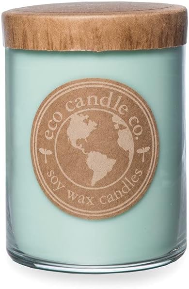 ECO CANDLE CO. Recycled Candle, Seagrass, 18 oz. Double Wick - Scents of Coconut, Jasmine, Eucalyptus, Vetiver, Driftwood, & Seaweed - 100% Soy Wax, No Lead, Kraft Paper Label & Lid, Hand Made - Bloomnest