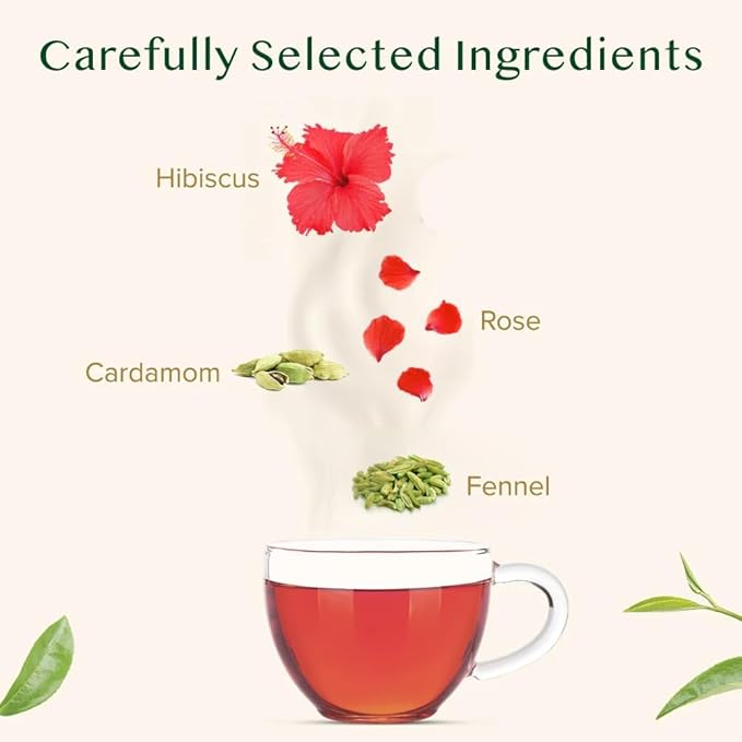VAHDAM, Hibiscus Rose Tea Bags - 100% Whole Hibiscus Flowers Herbal Tea Bags (100 Count) With Rose, Chamomile & Exotic Spices | Caffeine Free, Floral Flavor Tisane | Resealable Ziplock Pouch - Bloomnest