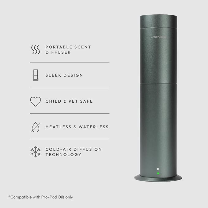 Aroma360-Mini Pro Scent Diffuser-Aroma Diffuser for Essential Oils-Cold-Air Diffusion-600sq.ft. Coverage-Waterless Air Diffuser-Green-Works Exclusively with Pro Pod Bottles - Bloomnest