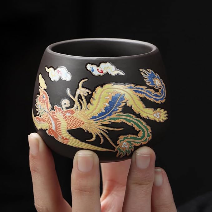 Hand-made Dragon and Phoenix Color-changing Purple Clay Teapot Zisha Tea Pot Kung Fu Tea Set Tea Lover‘s Gift (2Cups) - Bloomnest