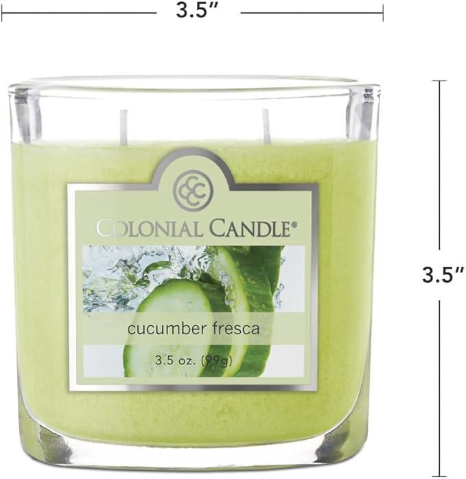 Colonial Candle Cucumber Fresca Scented Jar Candle, 2 Wick, 3.5 oz, Mottled Wax Candle - Bloomnest