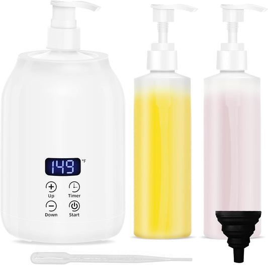 Meifuly Oil Warmer for Massage Therapy & Personal Use, Quick Lotion Warmer Heats Up, with Two Bottles, Adjustable and Constant Temperature