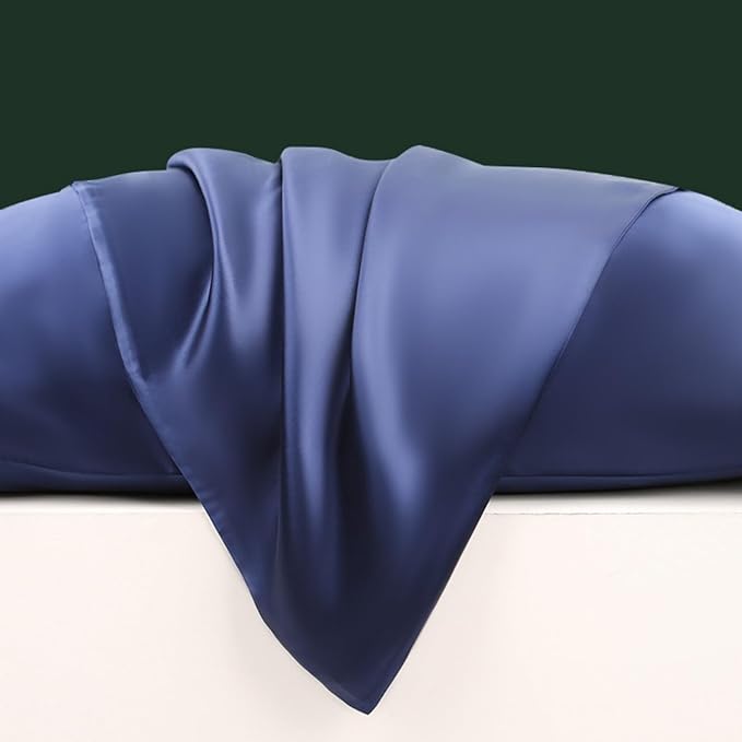 Pure Natural Mulberry Silk Pillow Cases with Zipper Made in USA, King Size, Luxury 22 Momme Silk Pillowcase for Hair and Skin, Hypoallergenic (Navy Blue, King) - Bloomnest