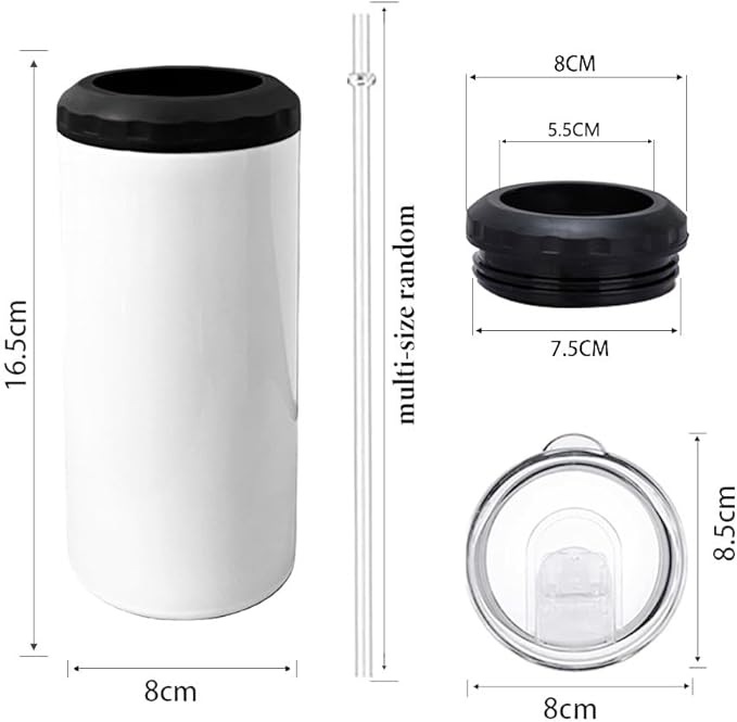 25 Pack 16 oz Sublimation Blank Tumblers Bulk Skinny 4 in 1 Can Cooler with 2 lid Stainless Steel Double Wall Insulated Beer Bottle Holder Slim Can Coolers for Drinks - Bloomnest