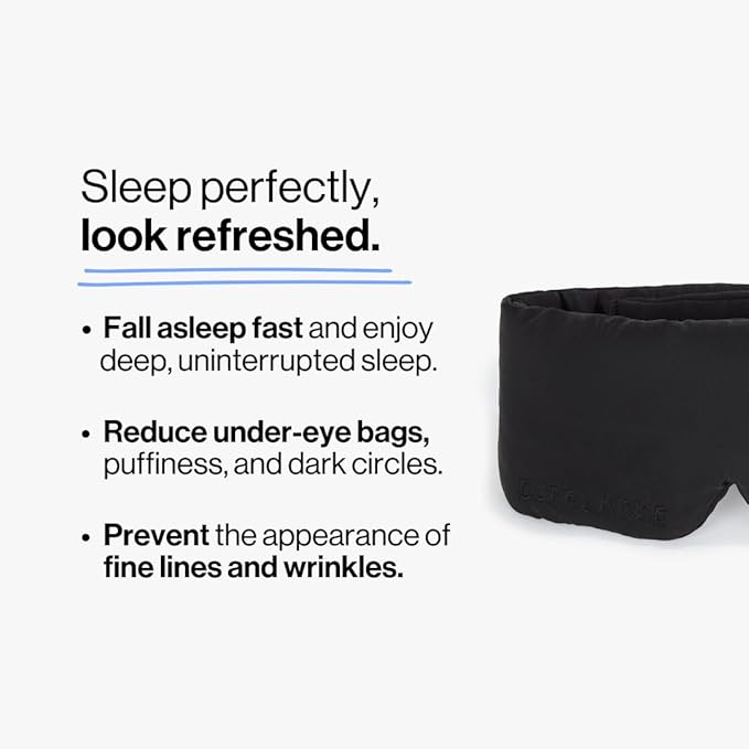 Dore & Rose Deep Sleep Mask Light Blocking, 23 Momme Mulberry Silk Eye Mask, Ultra Soft, Adjustable - Travel Sleeping Mask for Men & Women - Black