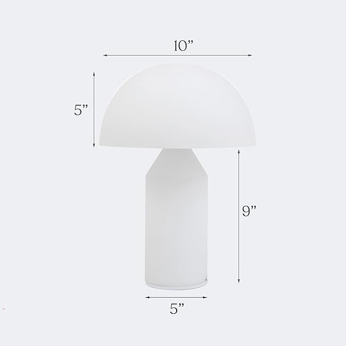 Brightech Venus Glass - Contemporary Table Lamp with Glass Shade and Body - Unique Mushroom Table Lamp - Dimmable LED Light Bulbs for Bedroom Reading, Great Décor for Living Rooms, Offices - Bloomnest