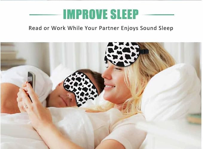 Black White Cow Sleep Eye Mask Skin Fur Spotted Men Women Sleep Mask with Adjustable Strap Eye Cover Eye Shade for Travel, Nap,Meditation - Bloomnest