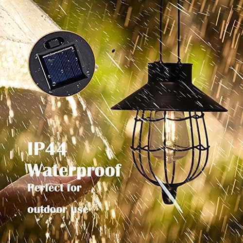 YAKii 6 Pack Solar Lantern Hanging Waterproof Outdoor Metal Solar Lamp with Warm White Light Decorate for Yard Garden Pathway Patio Porch (Black) - Bloomnest