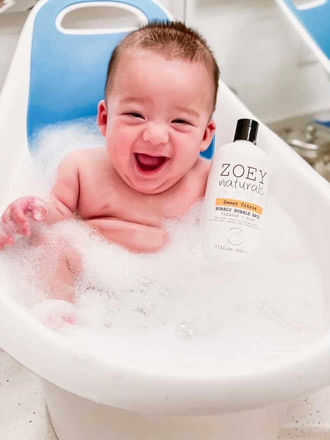 Zoey Naturals - Sweet Citrus Bubble Bath for Kids & Babies - Organic Tear-Free, Non-Toxic Toddler Soap with Moisturizing Aloe & Avocado Oil - Long Lasting Bubbles - Made in USA, 17 oz - Bloomnest