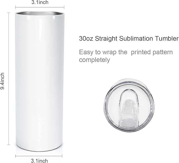 AGH 10 Pack Sublimation Tumblers Blank with Colorful Lids and Metal Straw, 20 OZ Straight Skinny Tumbler with Straw, Stainless Steel Double Wall Insulated Cups for Tumbler Press Machine - Bloomnest