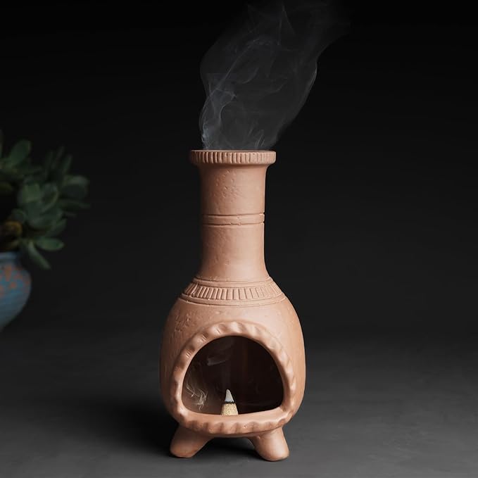 Handmade Terracotta Palo Santo Holder Burner for Smudging and Meditation - Mexican Style Chiminea Clay Incense Dish for Wiccan Altar and Negative Energy Cleansing - Bloomnest