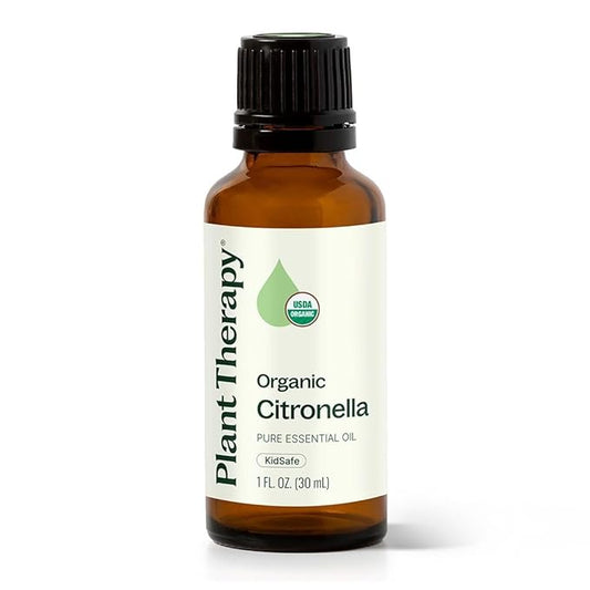 Plant Therapy Citronella Organic Essential Oil 100% Pure, USDA Certified Organic, Undiluted, Natural Aromatherapy, Therapeutic Grade 30 mL (1 oz) - Bloomnest