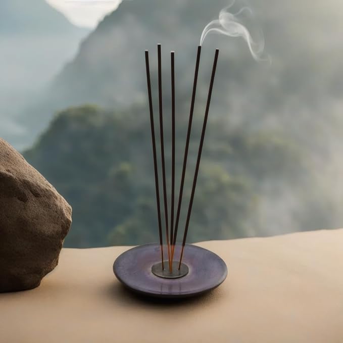Handmade Natural Grey Marble Incense Stick Holder - Round Incense Burner With Multiple Holes For Incense Sticks. Decorative Ash Catcher For Home and Office Decor. (4 inch Diameter, Grey) - Bloomnest