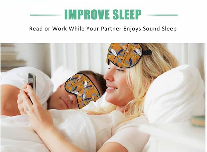 Colorful Palm Leaves Sleep Eye Mask Bright Tropical Jungle Trees Floral Vintage Orange Men Women Sleep Mask with Adjustable Strap Eye Cover Eye Shade for Travel, Nap,Meditation - Bloomnest