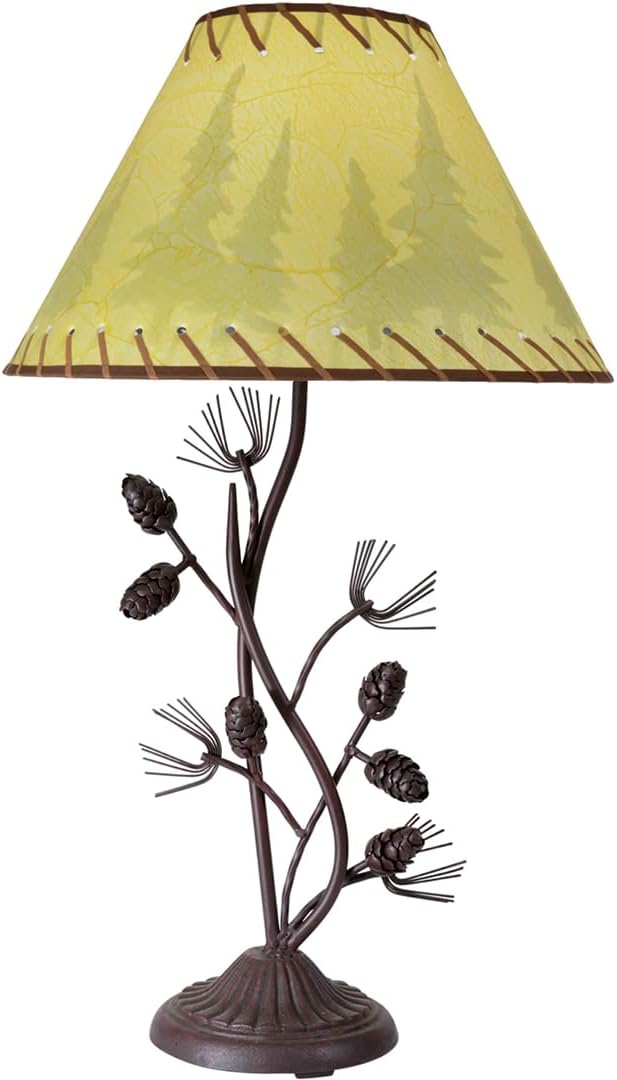 BLACK FOREST DECOR - Metal Pinecone Table Lamp - Farmhouse Lamp for Living Room, Bedroom, Cabin - 26.5" x 8.75" x 6.5" - Bloomnest