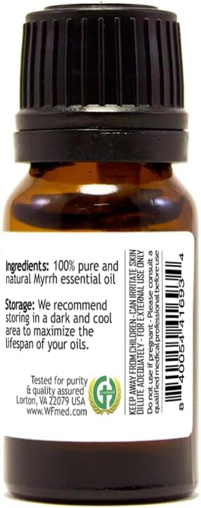 Myrrh Essential Oil – 1/3 fl oz (10 ml) Amber Glass Bottle w/Euro Dropper – 100% Pure Essential Oil - GreenHealth Greenals