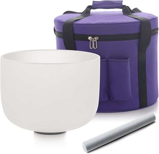 Hye-eun 8 Inch 432hz G Note Frosted Crystal Singing Bowl Throat Chakra for Healing With Heavy Duty Carrying Case for Meditation - Bloomnest