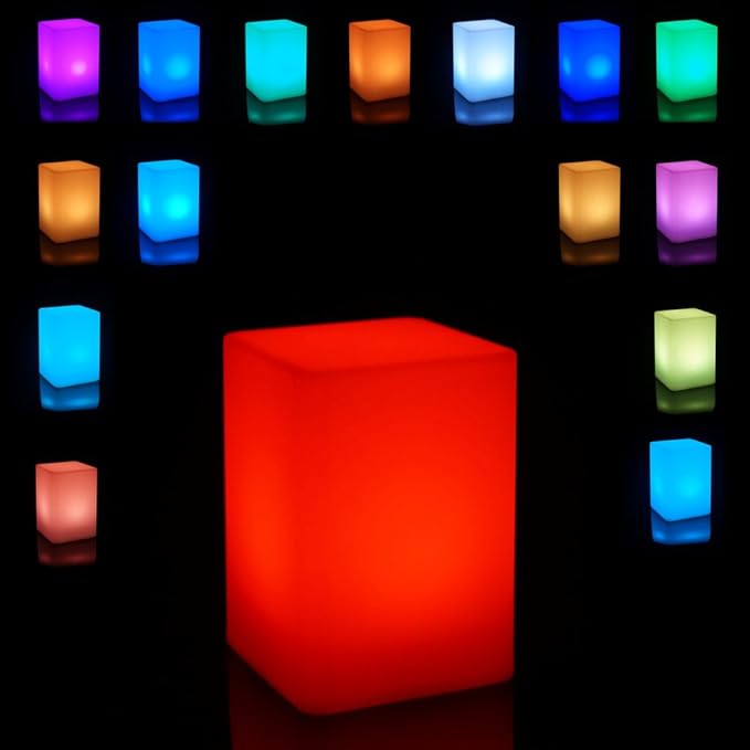Mr.Go 6-inch Dimmable LED Night Light Mood Lamp for Kids and Adults - 16 RGB Colors - 8 Level Dimming - 4 Lighting Effects - Rechargeable - Remote Control - Decorative - Fun and Safe - White Cube - Bloomnest