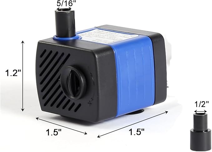 AQUANEAT Submersible Water Pump, 50GPH Fountain Pump, Small Water Pump, Aquarium Pump for Fish Tank, Outdoor Water Fountain, Hydroponics, Pond Filter Pump - Bloomnest