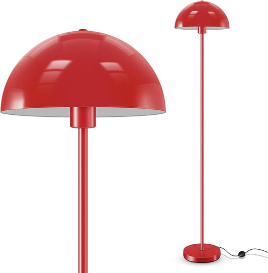 Industrial Floor Lamp, Red Floor Lamp for Living Room, 66Inch Tall Modern Standing Lamp, Stand Up Lamp with Metal Dome Shade, Mid Century Corner Reading Lamp for Bedroom Office Nursery Room, NO BULB - Bloomnest