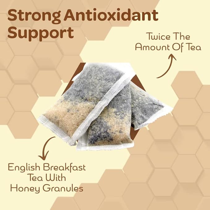 True Honey English Breakfast Tea Bags - Honey Crystals Blended in Every Sachet - Strong Antioxidant Support - All Natural Organic Herbal Caffeinated Free Tea Bag 24 Count - Bloomnest