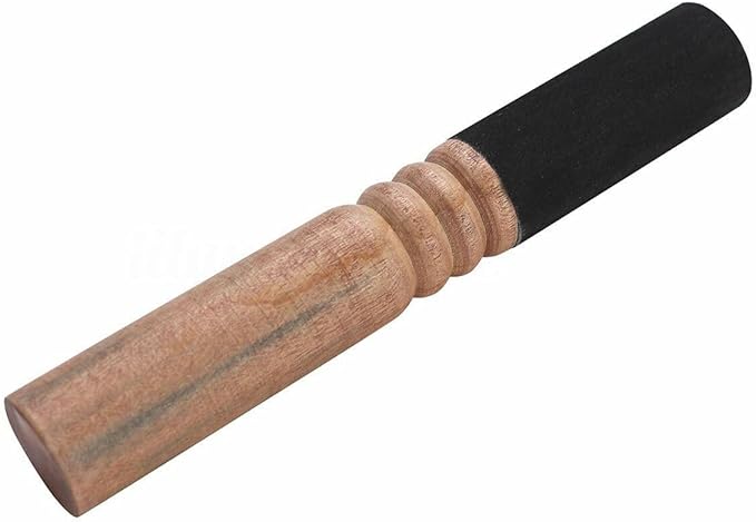 Leather-Wrapped Singing Bowl Striker, 7 x 1 Inches, Singing Bowl Mallet, Gong Mallet (Black) - Bloomnest