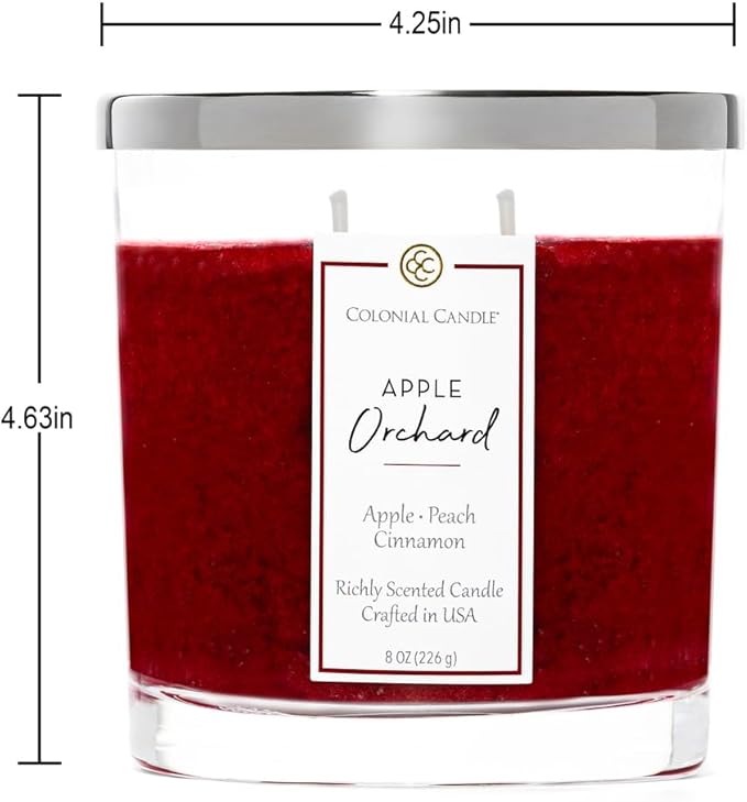 Colonial Candle Apple Orchard Scented Candle Jar, Highly Fragranced Candles for Home Scented, Mottled Wax Candle, 2 Wick, 8 oz - Made in The USA - Bloomnest