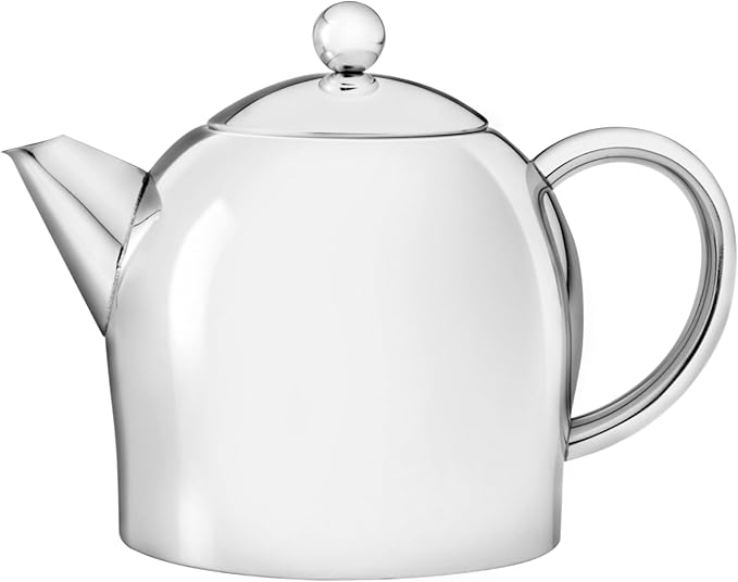 bredemeijer Santhee Double Walled Teapot, 0.5-Liter Stainless Steel Glossy Finish with Glossy Accents - Bloomnest