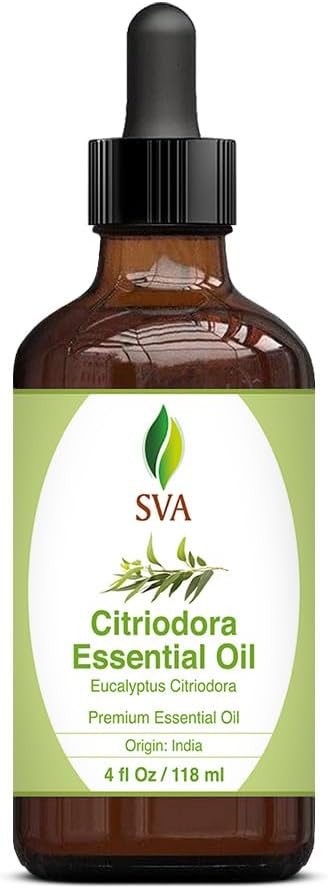 SVA Lemon Eucalyptus Essential Oil – 4 Fl Oz – 100% Natural Citriodora Oil - for Diffuser, Hair Care, Face, Skin Care, Aromatherapy, Scalp and Body Massage, Soap and Candle Making – with Dropper - Bloomnest