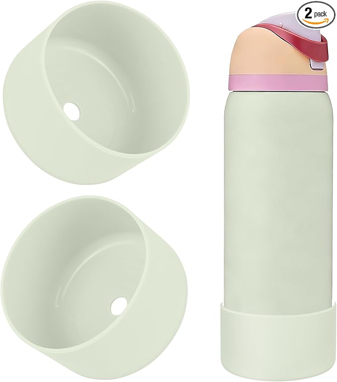 2PCS Silicone Water Bottle Boot, Compatible with Owala 24oz 32oz 40oz, Protective Anti-Scratch & Anti-Dent No Noise Sleeve Cover for FreeSip/Twist/Flip Water Bottles (Coastal Mist, 32oz) BKBY