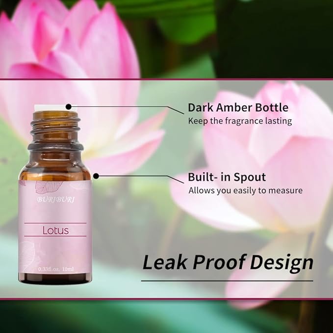 BURIBURI Lotus Essential Oil and Peony Essential Oils Gifts Set 2Pack, 100% Pure Natrual Flower Diffuser Oil for Massage, Soap Making, Skin Care, Soap/Candles Making BURIBURI