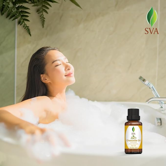 SVA Chamomile Essential Oil – 1/3 Fl Oz – 100% Natural Chamomile Oil - for Diffuser, Hair Care, Face, Skin Care, Aromatherapy, Scalp and Body Massage, Soap and Candle Making - Bloomnest
