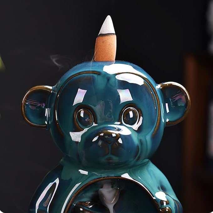Cute Monkey Animal Waterfall Backflow Incense Holder for Sticks,Ceramic Incense Burner with Mat,Tweezers for Home Aromatherapy Ornament Decor AI017 - Bloomnest