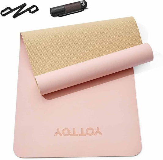 Yoga Mat,Non-Slip TPE Exercise Mat(1/4 Inch) for Pilates, Fitness & Barefoot Workouts, Home Gym Studio with Strap & Bag - Bloomnest
