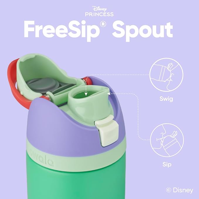 Owala Disney Princess FreeSip Insulated Stainless Steel Water Bottle with Straw for Sports and Travel, BPA-Free Sports Water Bottle, 24 oz, Ariel Owala