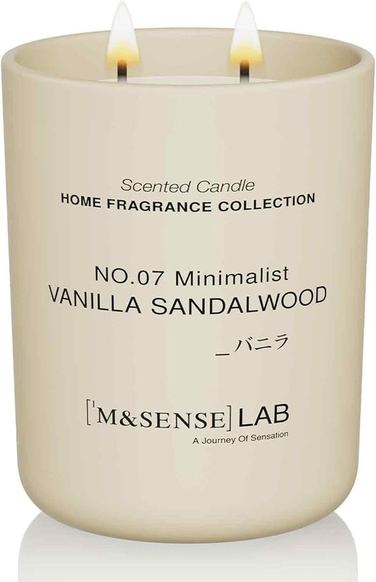 M&SENSE Natural Soy Candle| Vanilla Sandalwood | 16.6 oz, 95H Burn | Minimalist Scented Candle for Relaxation, Gifting, Home Décor | for Bedroom, Office, Party Large - Bloomnest