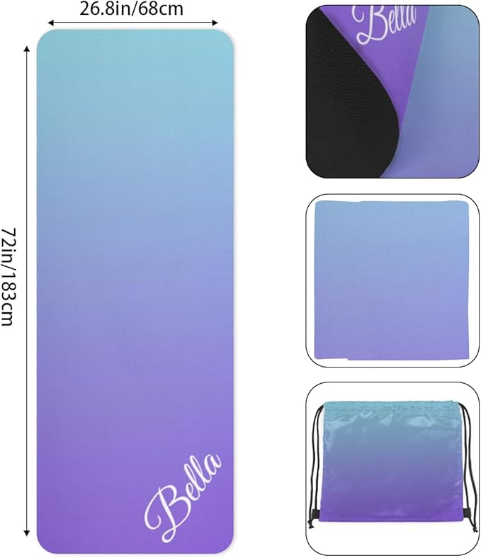 Custom Name Yoga Mat,Personalized Travel Yoga Exercise Mat,Non Slip,Perfect for Kids & Adults,Gradient Color E Series - Bloomnest