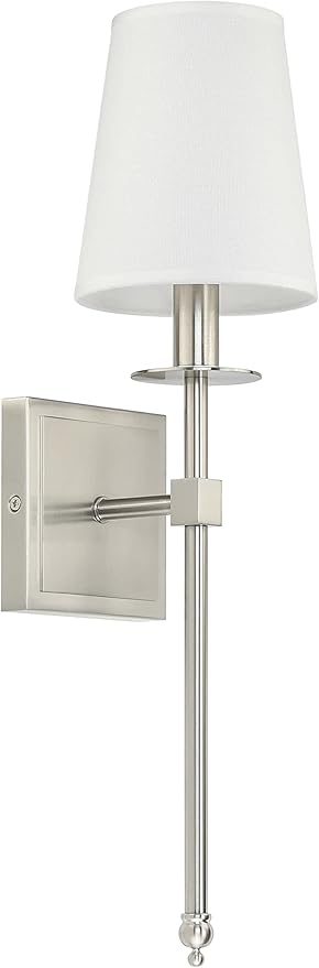 XiNBEi Lighting Bedroom Wall Lamps Set of 2, Modern Bedside Wall Sconce Light with Flared Fabric Shade 1 Light Wall Light Fixture Brushed Nickel Finish for Vanity Bathroom & Living Room - Bloomnest