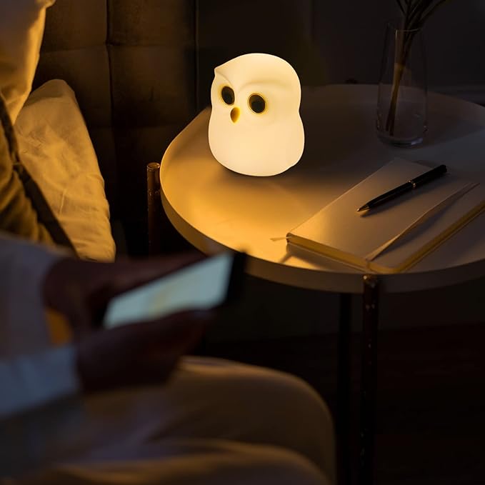 Cute Owl Kids Night Light,USB Rechargeable Cute Animal Lamps,Creative Feeding Light at Night LED Color Changing Soft Silicone Lamp Christmas Bedside Lamp Kawaii Children Room Desk Decor Birthday Gifts - Bloomnest