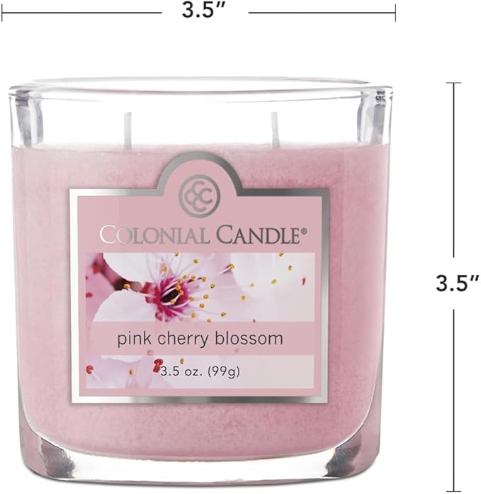 Colonial Candle Pink Cherry Blossom Scented Jar Candle, 2 Wick, 3.5 oz, Mottled Wax Candle - Bloomnest