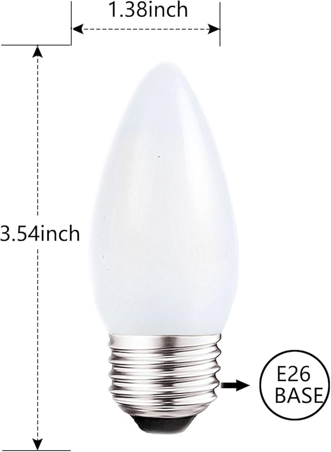 Frosted LED Candelabra Light Bulbs E26 Medium Base 2W Dimmable Soft White 3000K 25W Equivalent, LED Decorative Candle Light Bulbs for Chandelier and Ceiling Fan, 8 Pack - Bloomnest