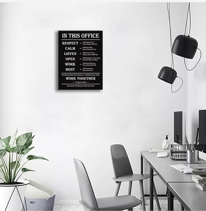 Inspirational Office Decor Wall Art In This Office Quote Canvas Painting Prints for Home Wall Decor Framed Motivational Painting Poster Artwork Living Room Gym Bedroom Framed[18''W x 24''H] - Bloomnest