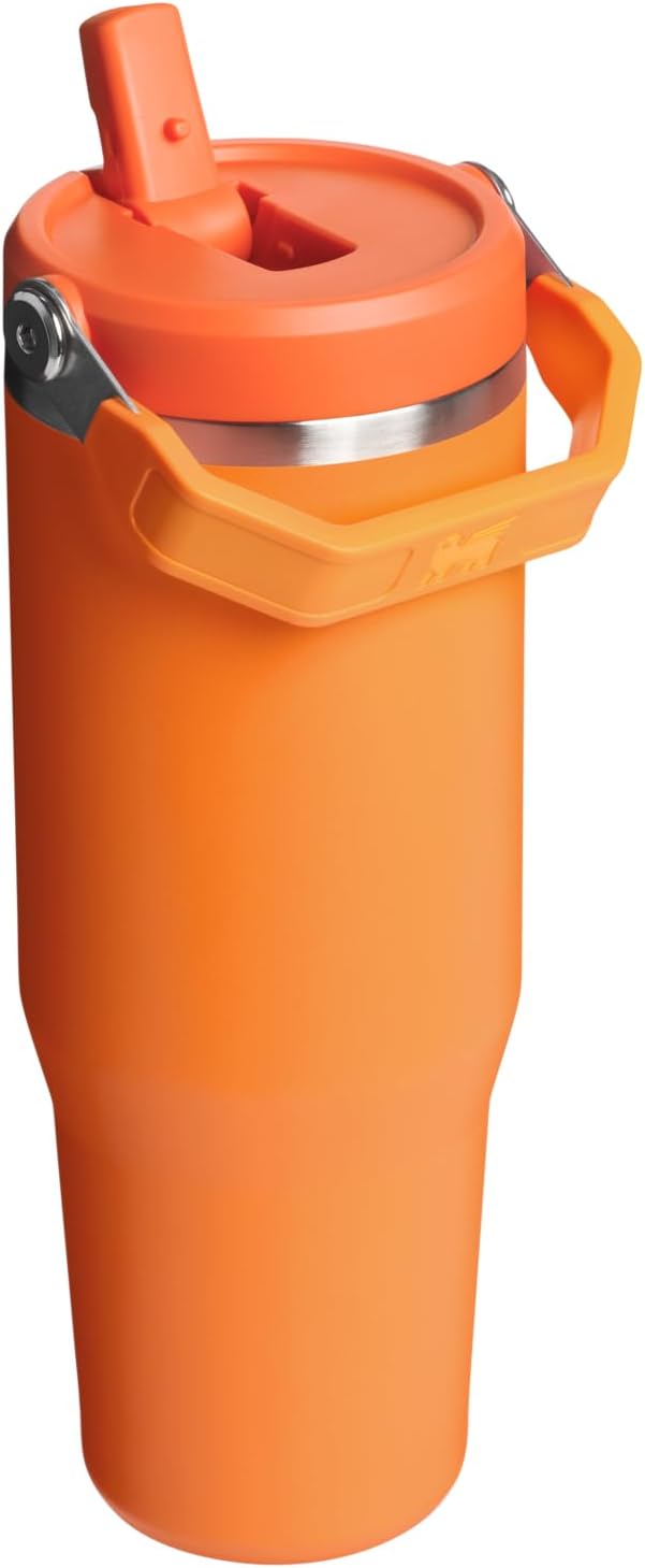 STANLEY IceFlow 2.0 Flip Straw Tumbler with Handle 30 oz | Twist On Lid and Flip Up Straw | Leak Resistant Water Bottle | Insulated Stainless Steel | BPA-Free | Goldenrod Coral - Bloomnest
