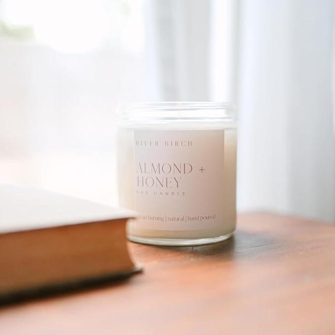 River Birch Candles Almond & Honey Scented Candle | Premium, All-Natural, Non-Toxic, Soy Candles | 16oz 90 Hr Burn Time | Cozy Relaxing Gifts for Home - Bloomnest